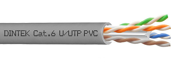 Dintek Cat.6 4P UTP Solid Cable, 23AWG PVC 305M/box - Gray / Blue