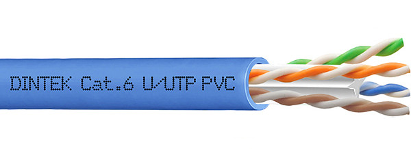 Dintek Cat.6 4P UTP Solid Cable, 23AWG PVC 305M/box - Gray / Blue