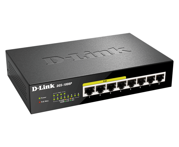 D-Link 8-Port Gigabit PoE Unmanaged Switch (Metal Housing)