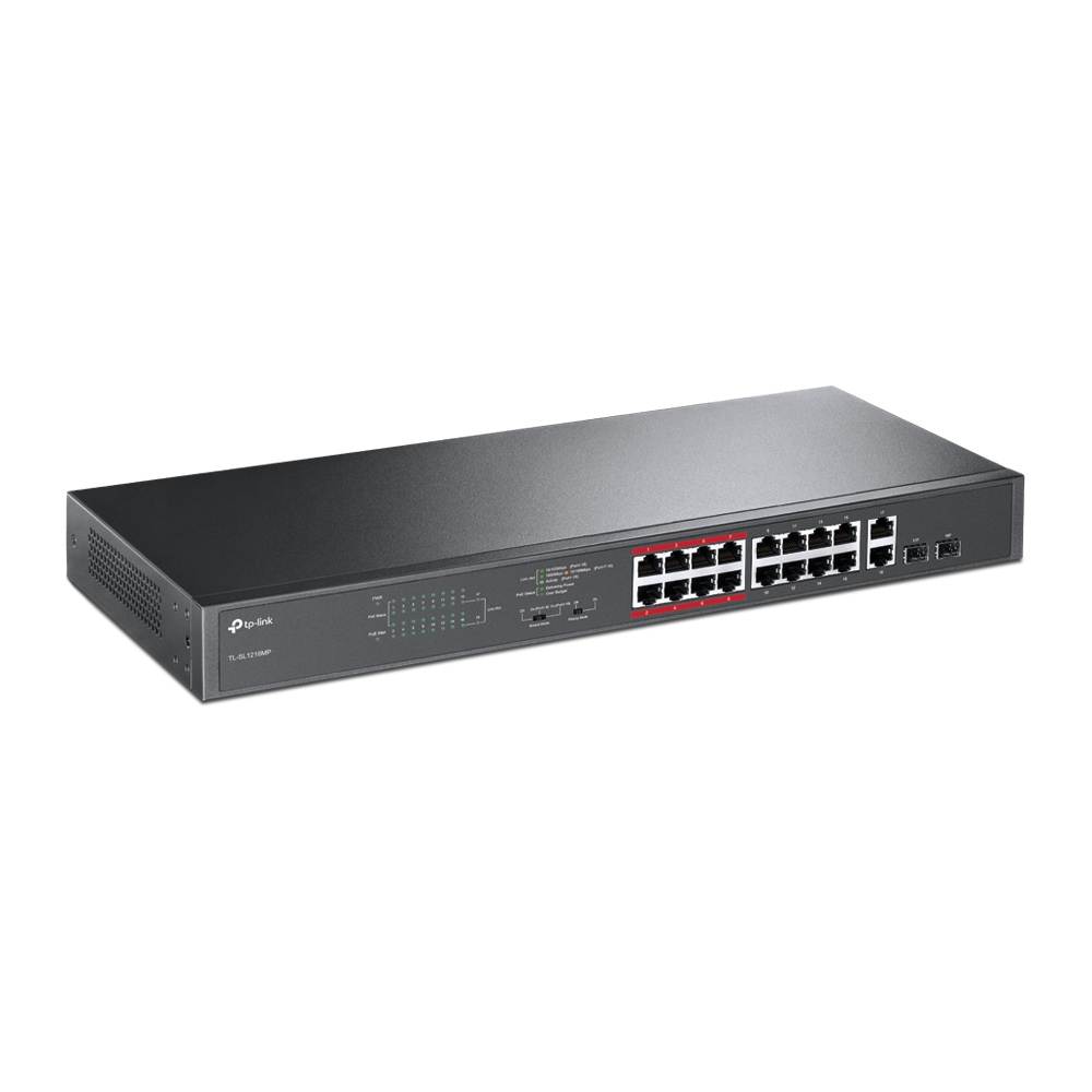 TP-Link 16-Port 10/100Mbps + 2-Port Gigabit Unmanaged PoE Switch