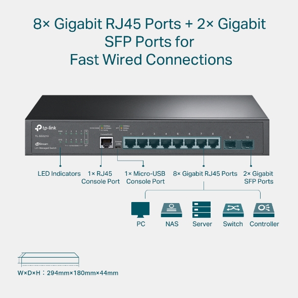 TP-Link JetStream™ 8-Port Gigabit L2+ Managed Switch with 2 SFP Slots