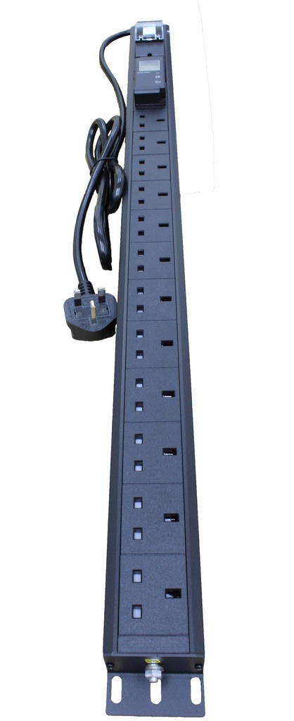 CentRacks 12 Gang 13A PDU with 16A DP MCB c/w AMP&VOLT Meter