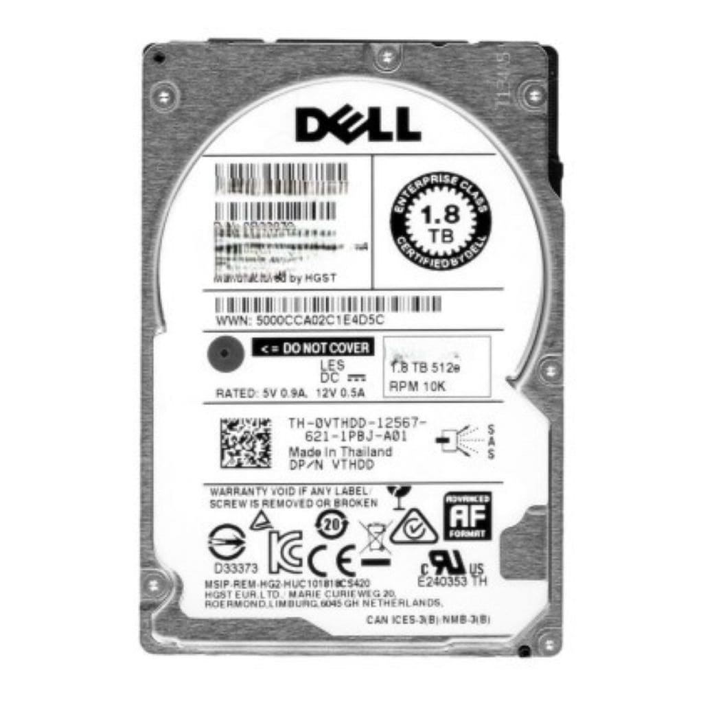 (400-AIPX) Dell 1.8TB SAS 6 Gb/s 	2.5 inches 10000RPM Server Harddisk