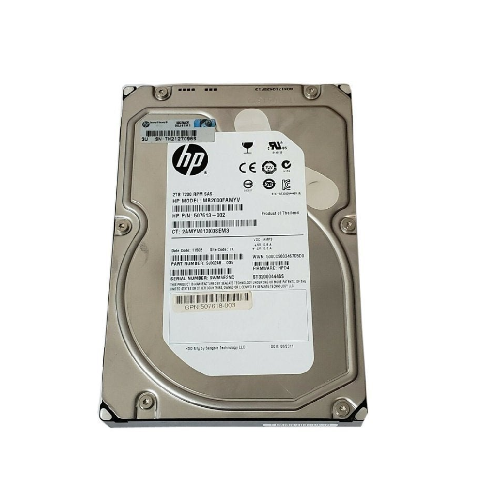 (Refurbished) HP MB2000FAMYV 2TB 7.2K RPM 3.5" SAS 6Gb/s Hot-Swap Midline Internal HDD