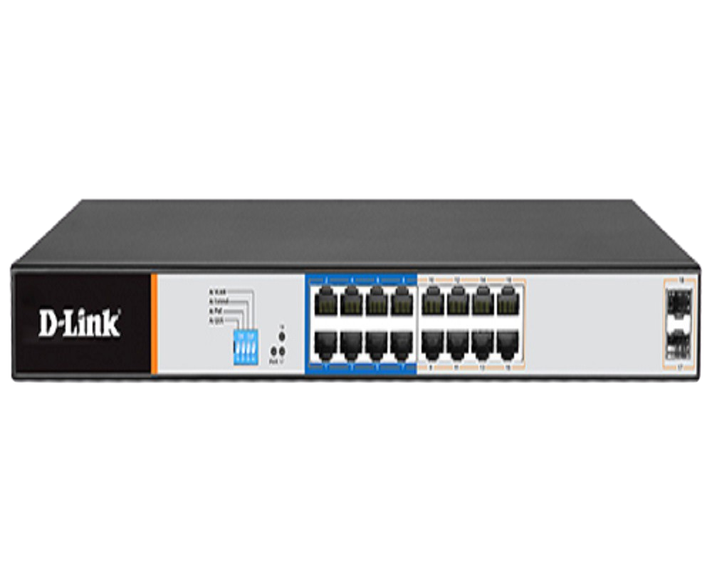 D-Link 16GE PoE + 2 SFP Ports 250m PoE Switch