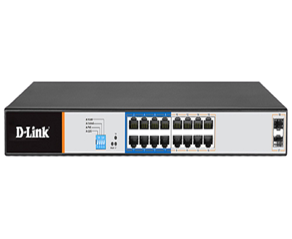 D-Link 16GE PoE + 2 SFP Ports 250m PoE Switch