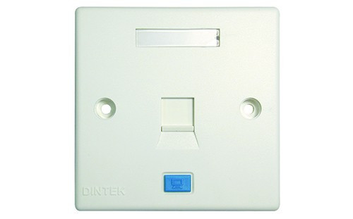 Dintek 1 Port UK Style Wall Plate With Shutter