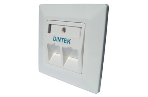 Dintek 2 Port UK Style Angled Wall Plate With Shutter