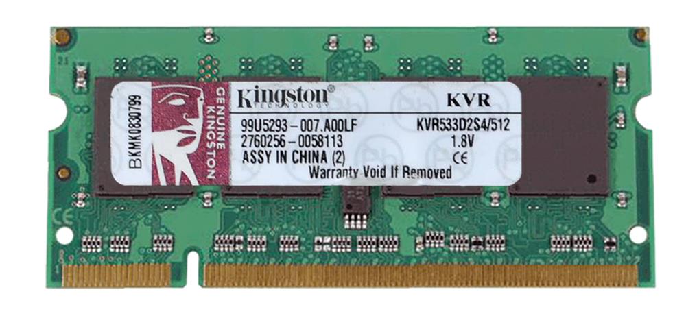 Kingston 512MB 533MHz DDR2 Non-ECC CL4 SODIMM Notebook Memory