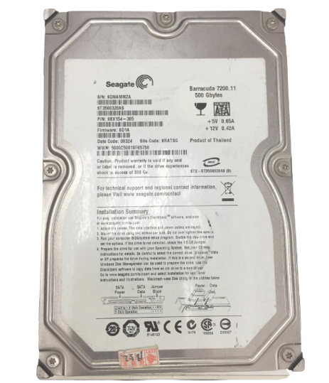 Seagate Barracuda 7200.11 500GB 7.2K RPM SATA 3.5' Hard Drive