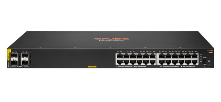 Aruba Networking CX 6000 24G Class4 PoE 4SFP 370W Switch