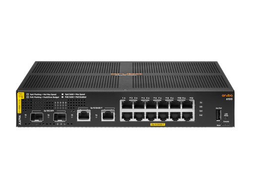 [JL679A] HPE Aruba Networking CX 6100 12G Class4 PoE 2G/2SFP+ 139W Switch