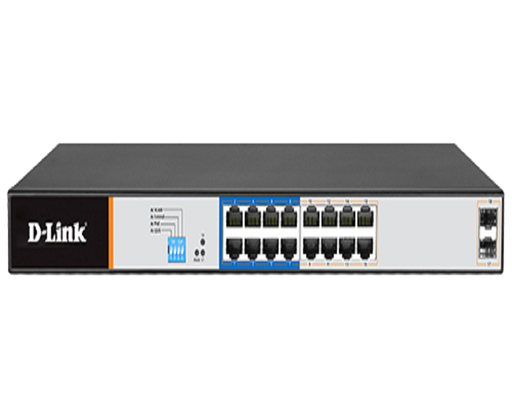 [DGS-F1018P-E] D-Link 16GE PoE + 2 SFP Ports 250m PoE Switch