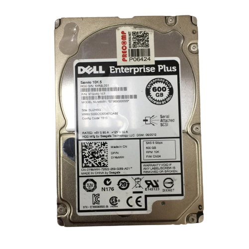 [7T0DW/R72NV/96G91/ST9600205SS] Dell 600GB 10K SAS 2.5in 6Gbps Hard Drive