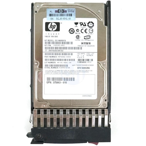 [507119-003] HP 146GB 10K 6GBps RPM SAS 2.5" HHD