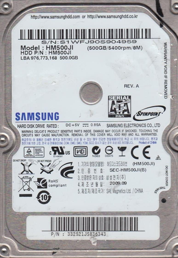 [HM500JI] Samsung Spinpoint M7 HM500JI 500GB 5.4K 2.5" 3.0 Gb/S SATA Laptop Hard Drive