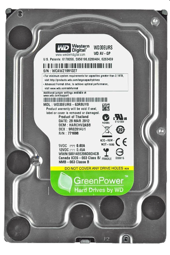 [WD30EURS] Western Digital AV-GP WD30EURS SATA 3.5" - 3 TB - 3Gb/s Desktop Hardisk