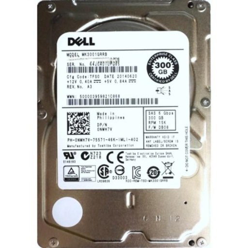 [08027H] (08027H) Dell 300GB SAS 12 Gb/s 	2.5 inches 10000RPM HDD