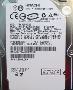 Hitachi 320GB HTS543232L9A300 5400RPM 3Gb/s 2.5