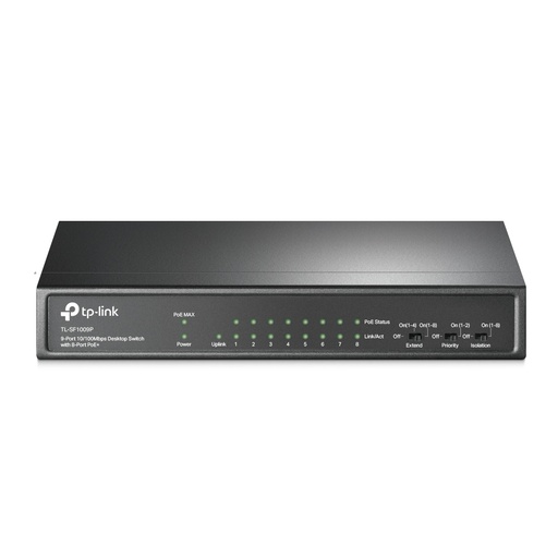 [TL-SF1009P] TP-Link 9-Port 10/100Mbps Desktop Switch with 8-Port PoE+