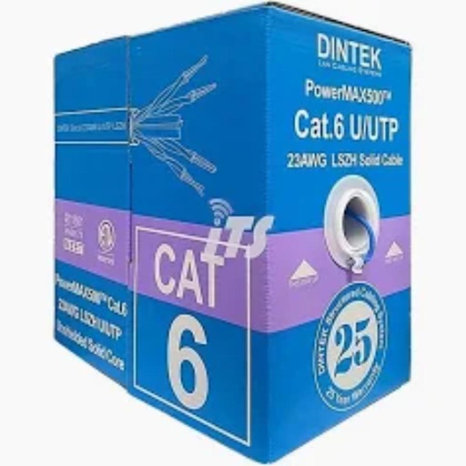 [1101-04044/1101-04045] Dintek Cat.6 4P UTP Solid Cable, 23AWG PVC 305M/box - Gray / Blue